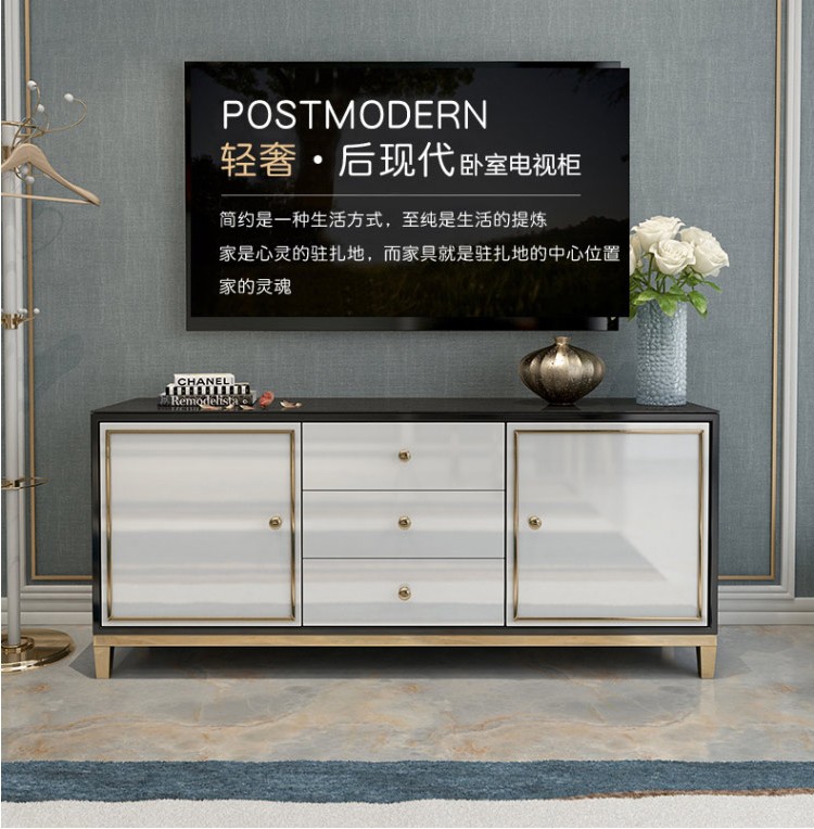 伊琦美 北欧轻奢现代卧室电视柜简约高款主卧电视柜酒店公寓储物家用烤漆 1.5米餐边柜【大理石面】 双门