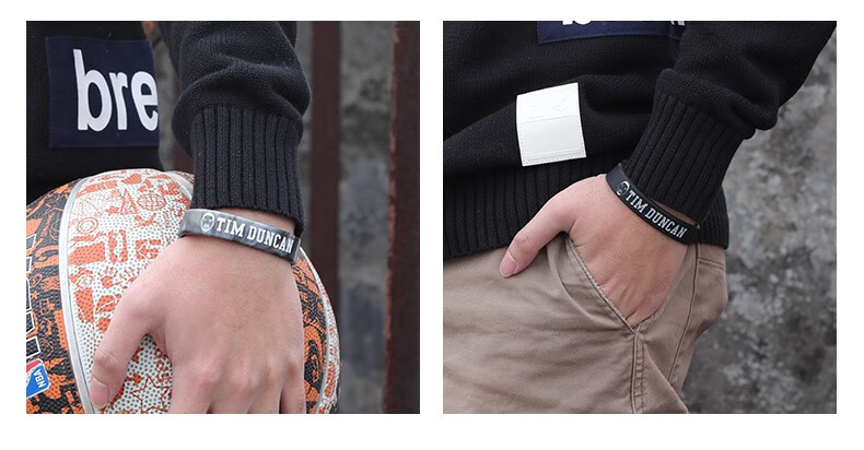 【邓肯蒂姆头像版】21号励志腕带篮球运动硅胶手环手带手圈定制做 黑