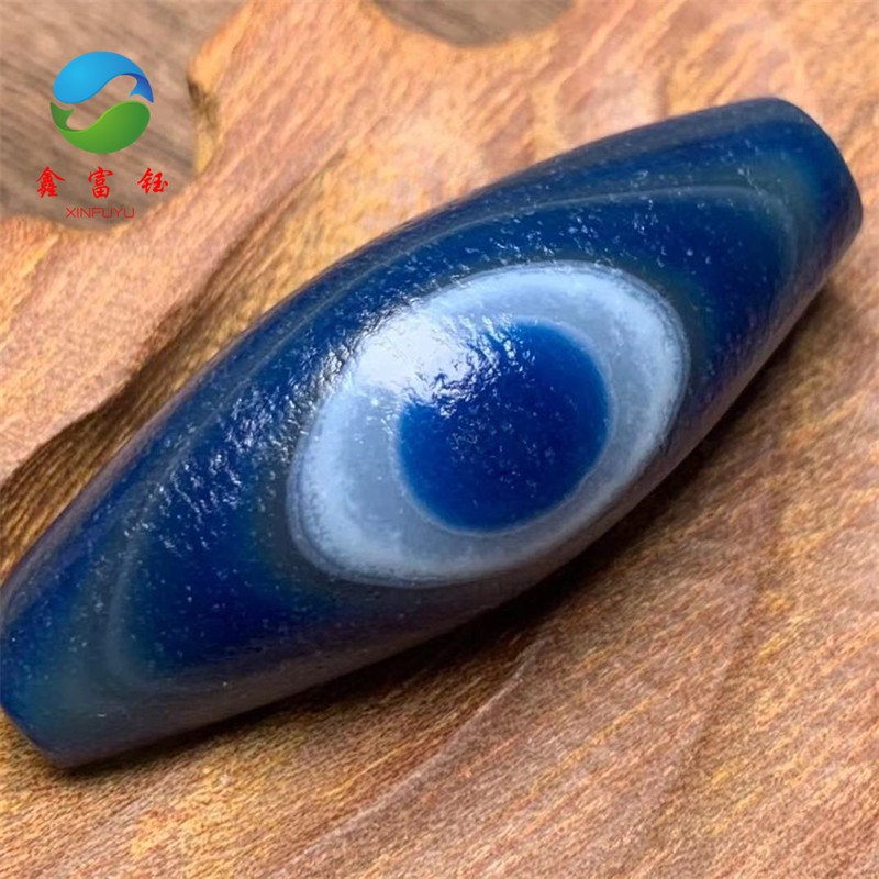 鑫富钰 玛瑙天珠吊坠 蓝红玛瑙天眼天珠挂件 男女款项链坠 蓝玛瑙