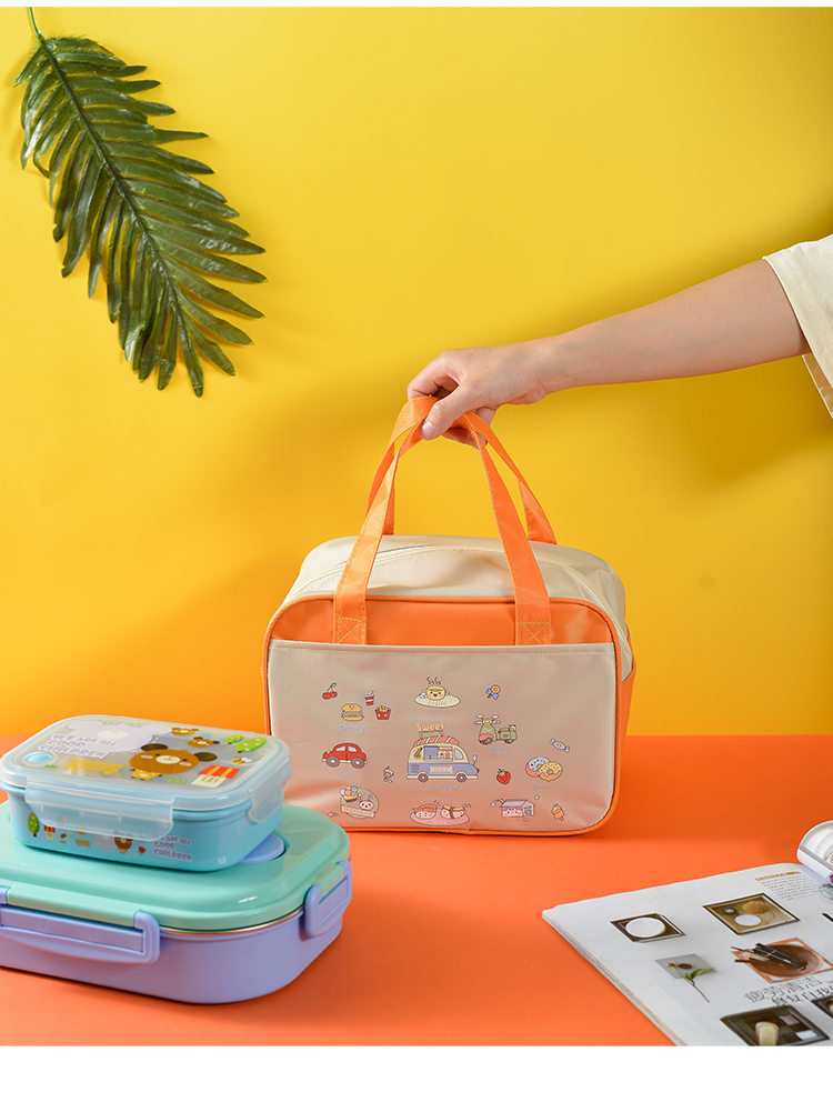 餐包小学生儿童饭盒袋小学生饭兜大号独角兽餐盒包手提便当包平放防水