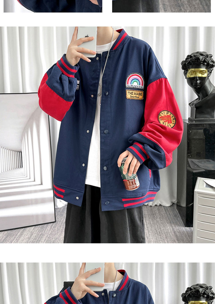 乾裳棒球服外套男宽松美式复古宽松休闲上衣服秋季新款潮流痞帅夹克男