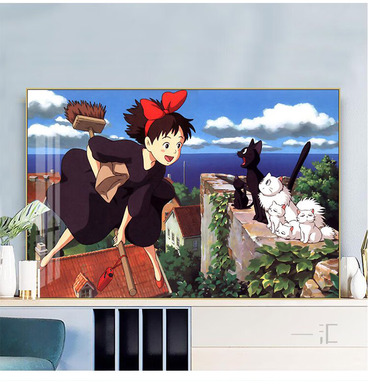 魔女宅急便动漫海报挂画宫崎骏电影卧室墙面装饰画儿童房卡通壁画 omn