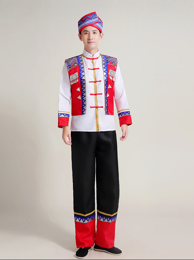 羌族服装少数民族服装男士苗族畲族羌族瑶侗族舞蹈服土家族彝族壮族