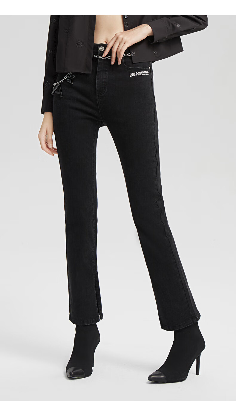 karllagerfeld弹力修身牛仔裤女士2021年秋冬新款216l1811牛仔黑色25