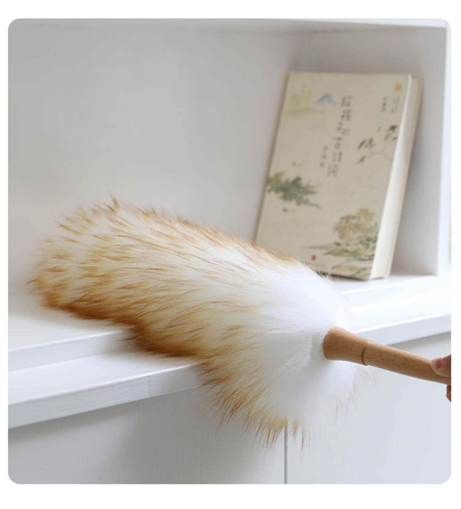 鸡毛掸子家用除尘神器羊毛掸子除尘掸子静电吸灰掸子车用加粗无漆榉木