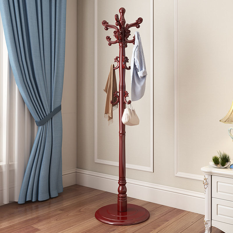 欧式实木衣帽架门厅落地时尚挂衣架客厅衣服架子衣架大衣架319红