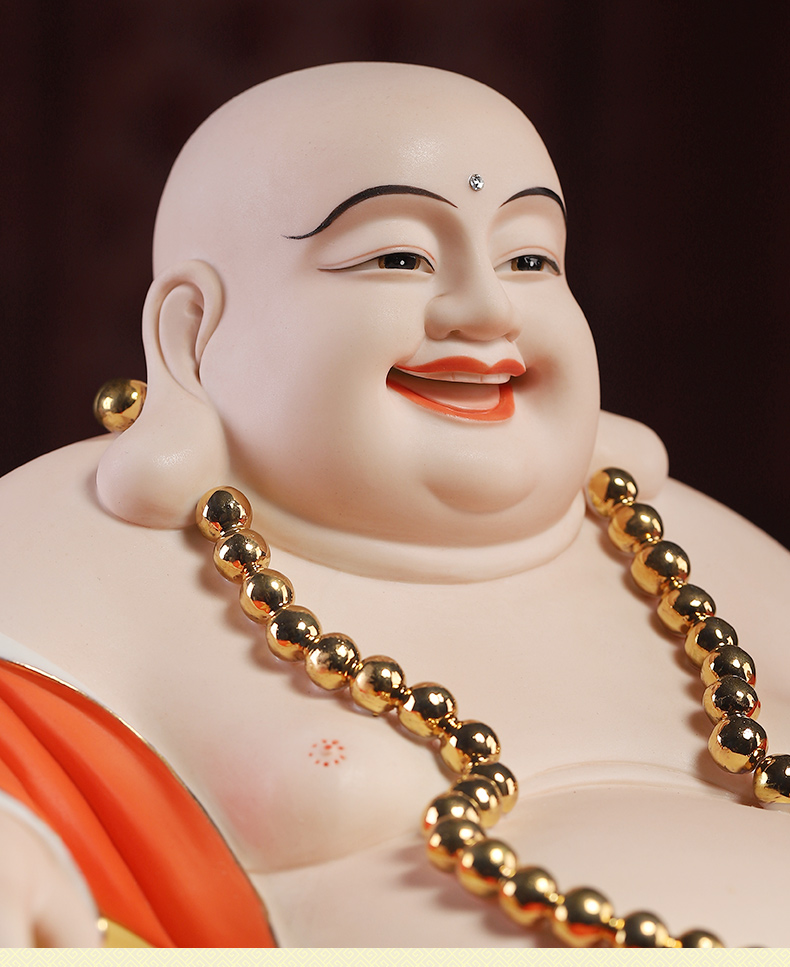 东方泥土陶瓷摆件宽体弥勒佛红衣大肚弥勒笑佛大号佛像家用供奉d0873a