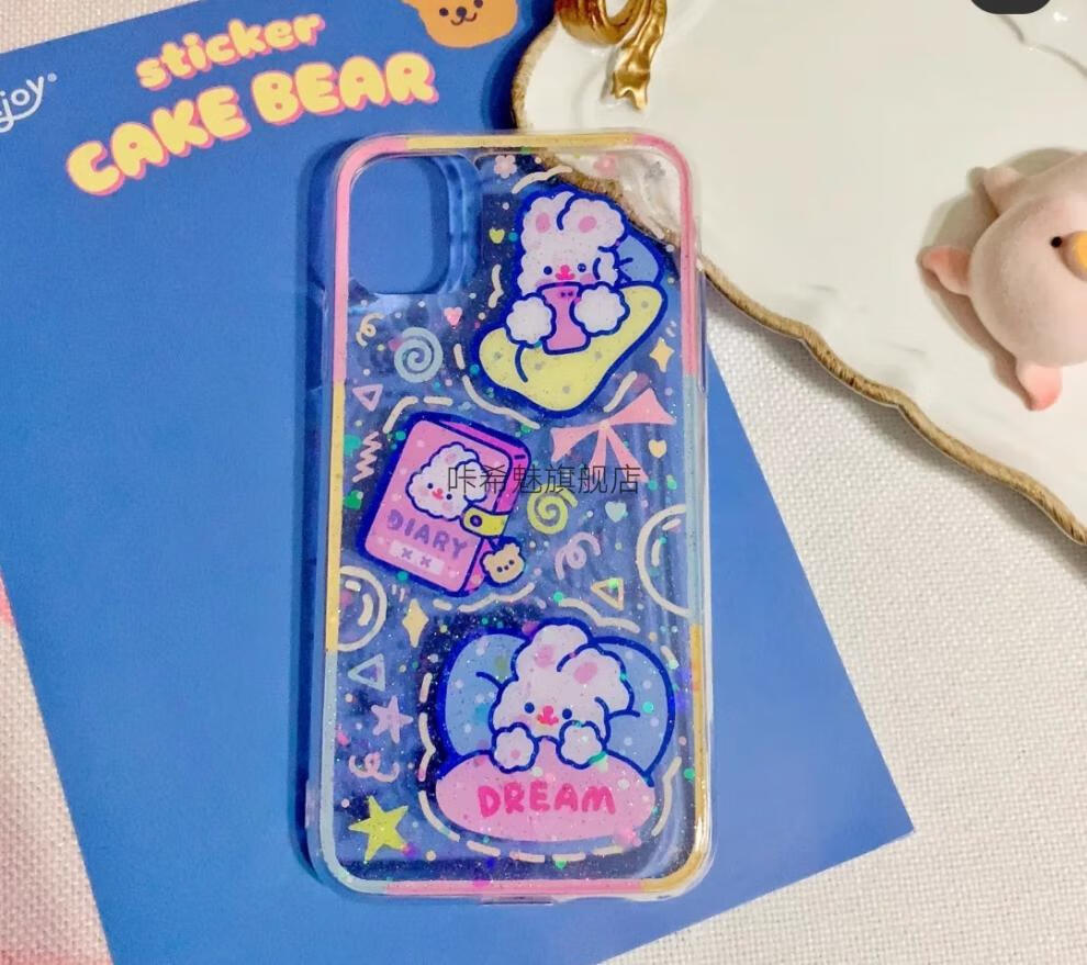 diy手机壳材料内有手机壳情侣diy手绘手工闺蜜手机壳滴胶贴纸粘土干花
