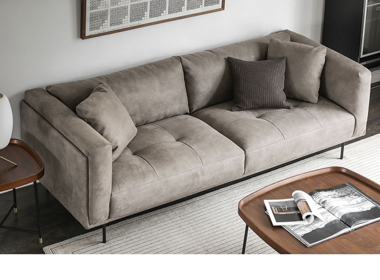 贝意品 科技布布艺沙发意式客厅简约现代小户型# 浅驼色 三人位2.