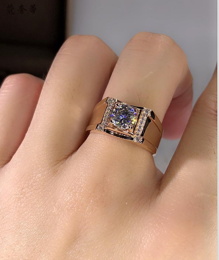 蔻奢蒂cottico18玫瑰金男戒婚戒12克拉钻石戒指白金男士钻戒光面喷砂
