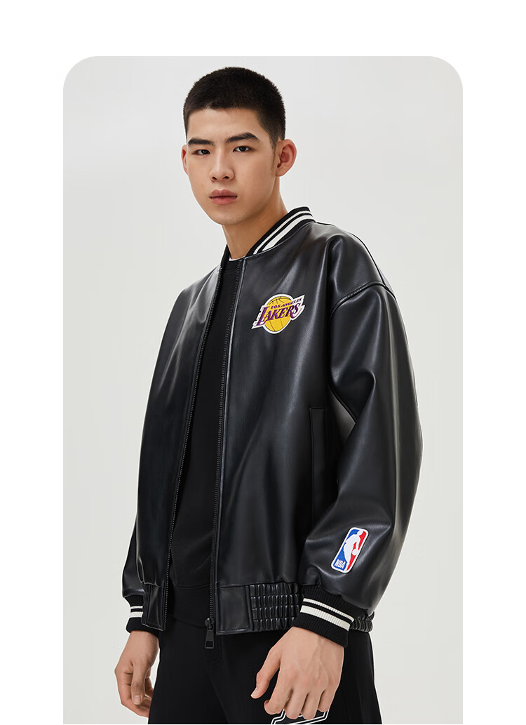 jack&jones杰克琼斯男士外套nba联名湖人队棒球服宽松百搭夹克外套男