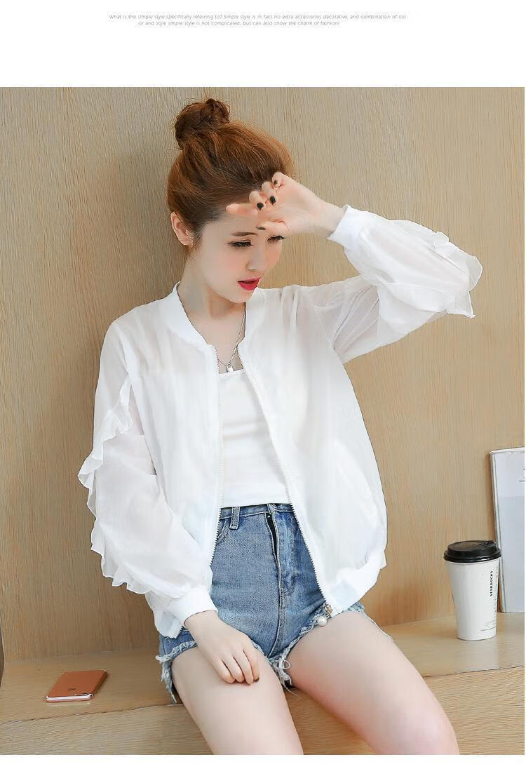 夏季新款韩版时尚长袖薄款防晒衣外套美女贴画短款上衣空调衫时尚女装