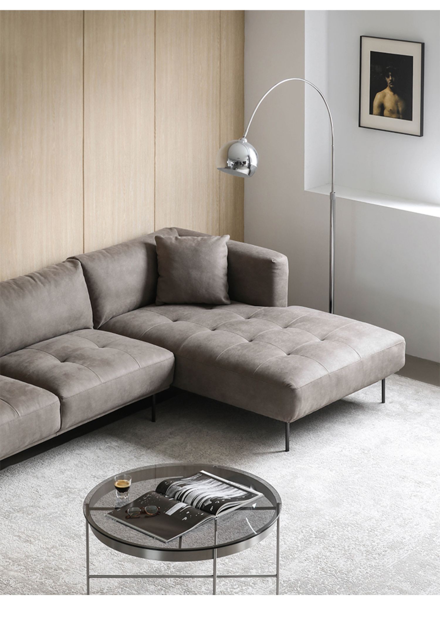 北欧表情/chel科技布布艺沙发意式客厅简约现代小户型# 褐灰色 多人位