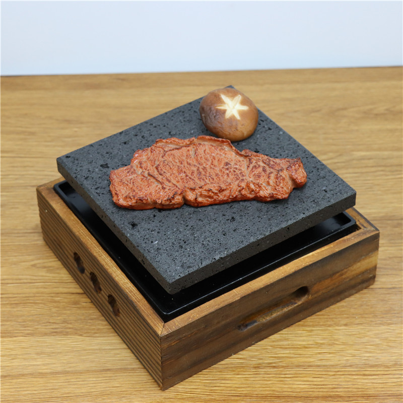 火山石烧烤石火山石烤盘明火加热不裂岩石板烤肉石煎盘小型碳烤炉火山