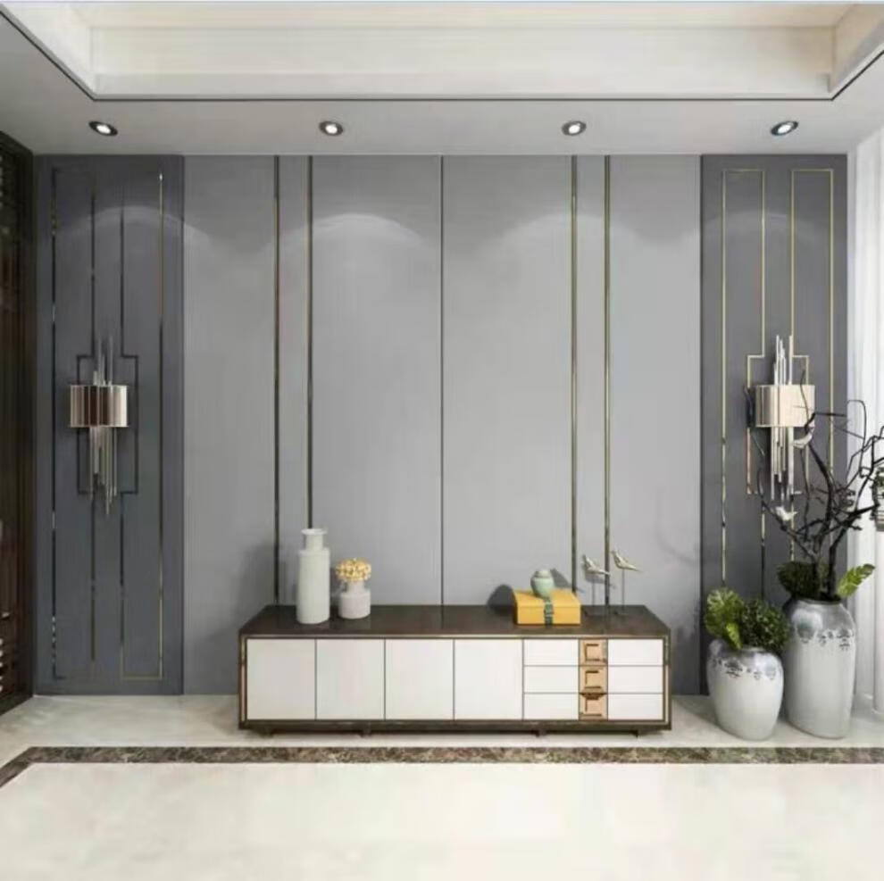 现代简约电视背景墙硬包定制客厅沙发背景卧室床头软包木格栅漂泊 钛