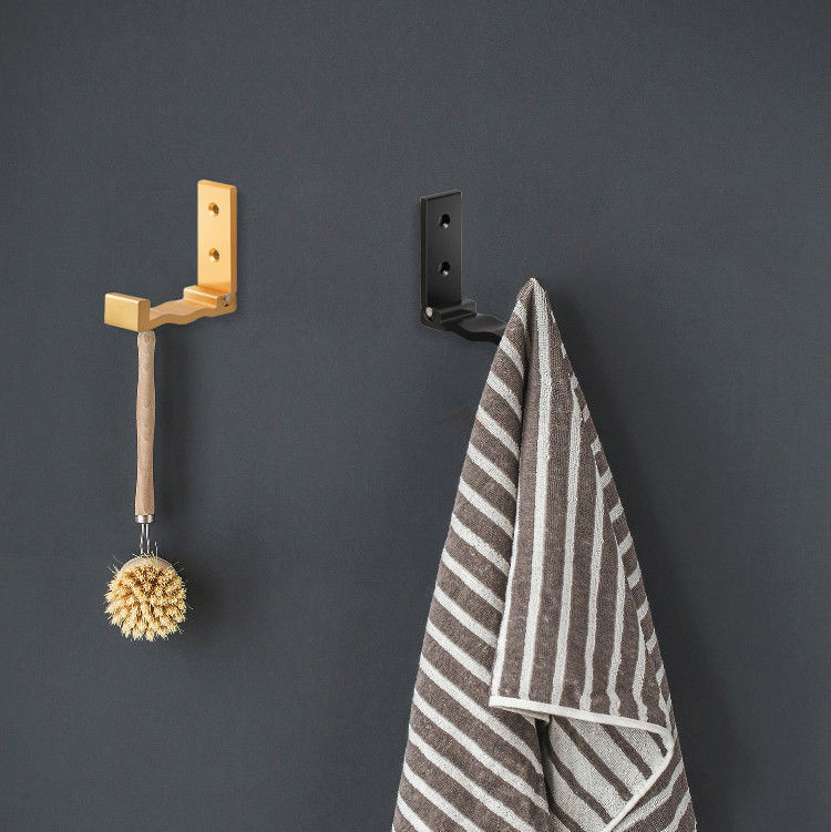 折叠挂衣钩单个钩墙壁门后钩免打孔自粘挂钩衣帽钩置物整理单钩铝黑色