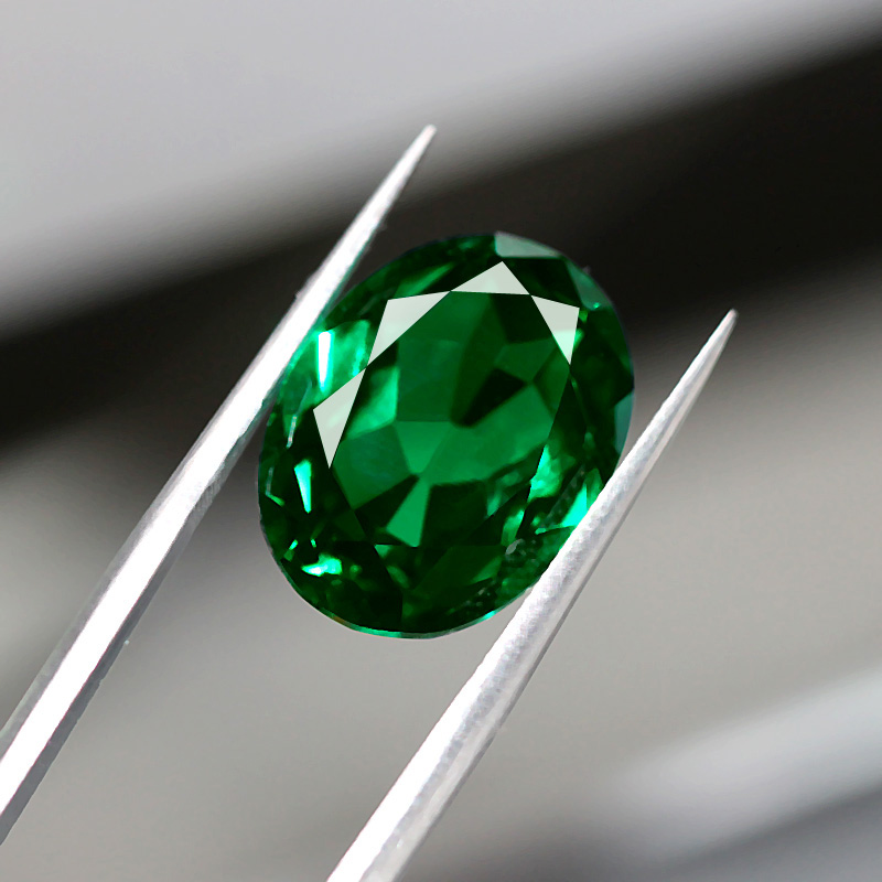 椭圆形祖母绿切面裸石沃顿粉熔绿宝石碧玺戒指吊坠可镶嵌赞比亚女戒面