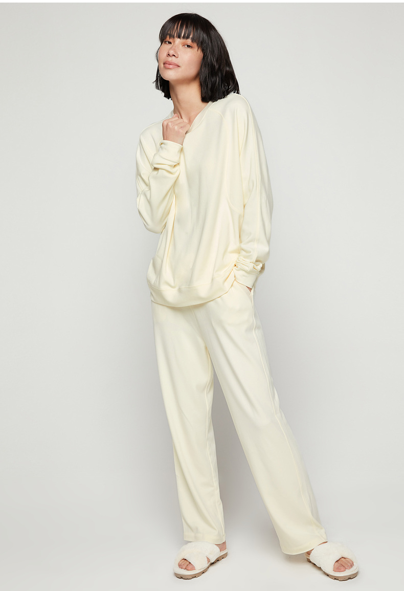 爱慕睡衣家居服女士秋季柔软高弹圆领牛奶miu长袖家居套装am466571