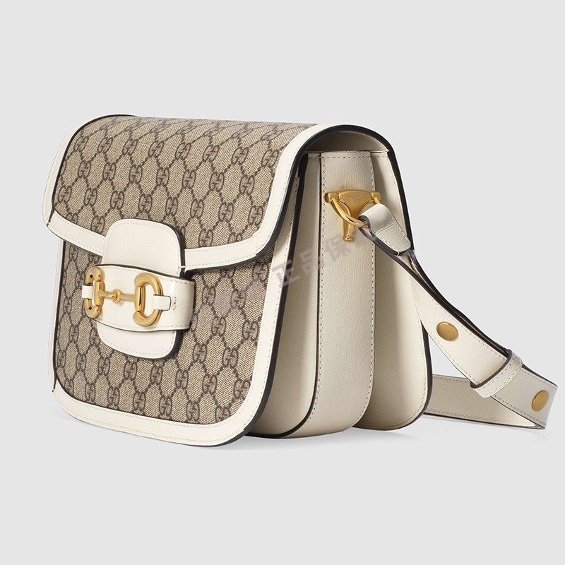 1955马鞍包小双g纹翻盖马衔扣单肩斜挎酷奇包包602204 深棕色1db0g