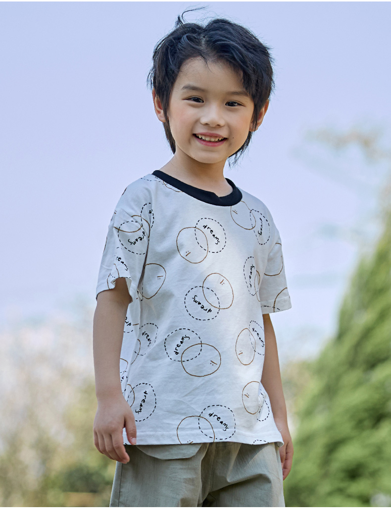 momoco/玛米玛卡童装宝宝短袖宽松2022夏季新款男童印花t恤纯棉潮
