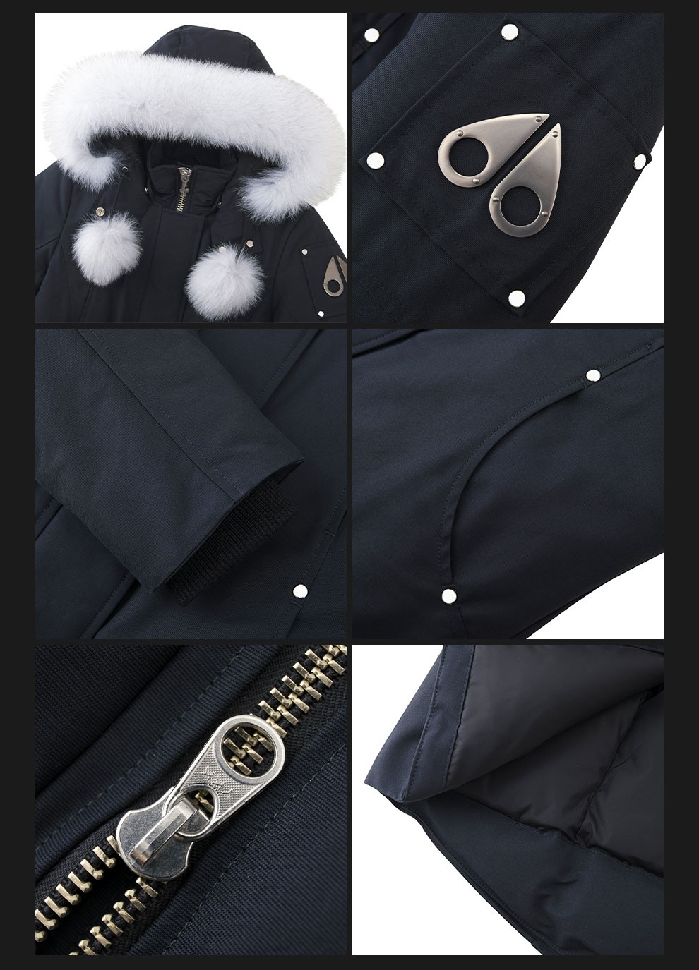 knuckles慕斯纳可兹 21秋冬新品小剪刀女士连帽羽绒服 藏蓝色 s【图片