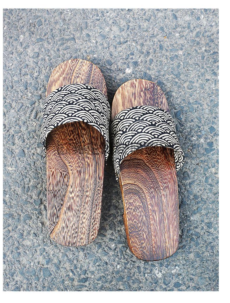 日本男式木屐拖鞋一字包头中国风男士男式木屐拖鞋平底高跟夏季木头