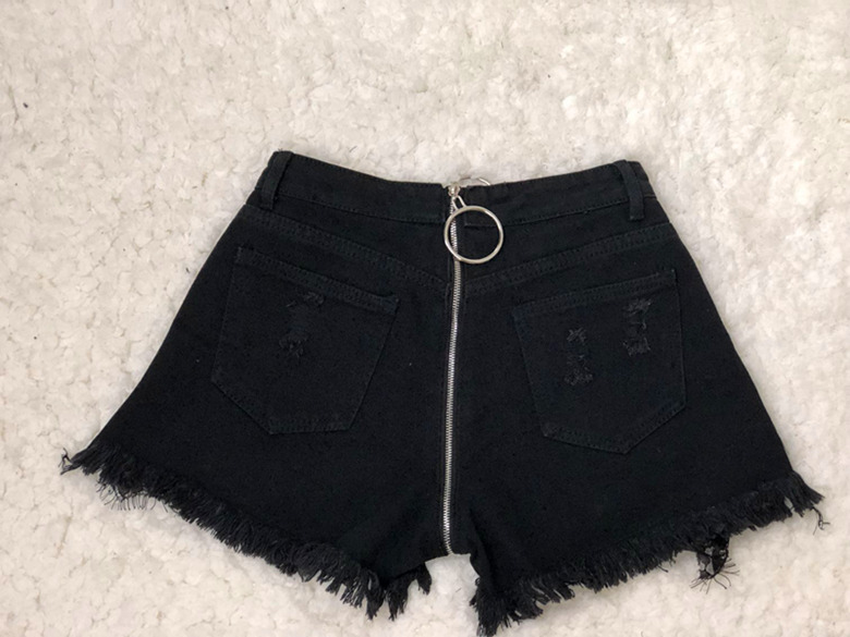 开裆牛仔裤女户外后拉链夏拉锁女裤中间拉链裤成人女轻轻叶逐 黑色 s