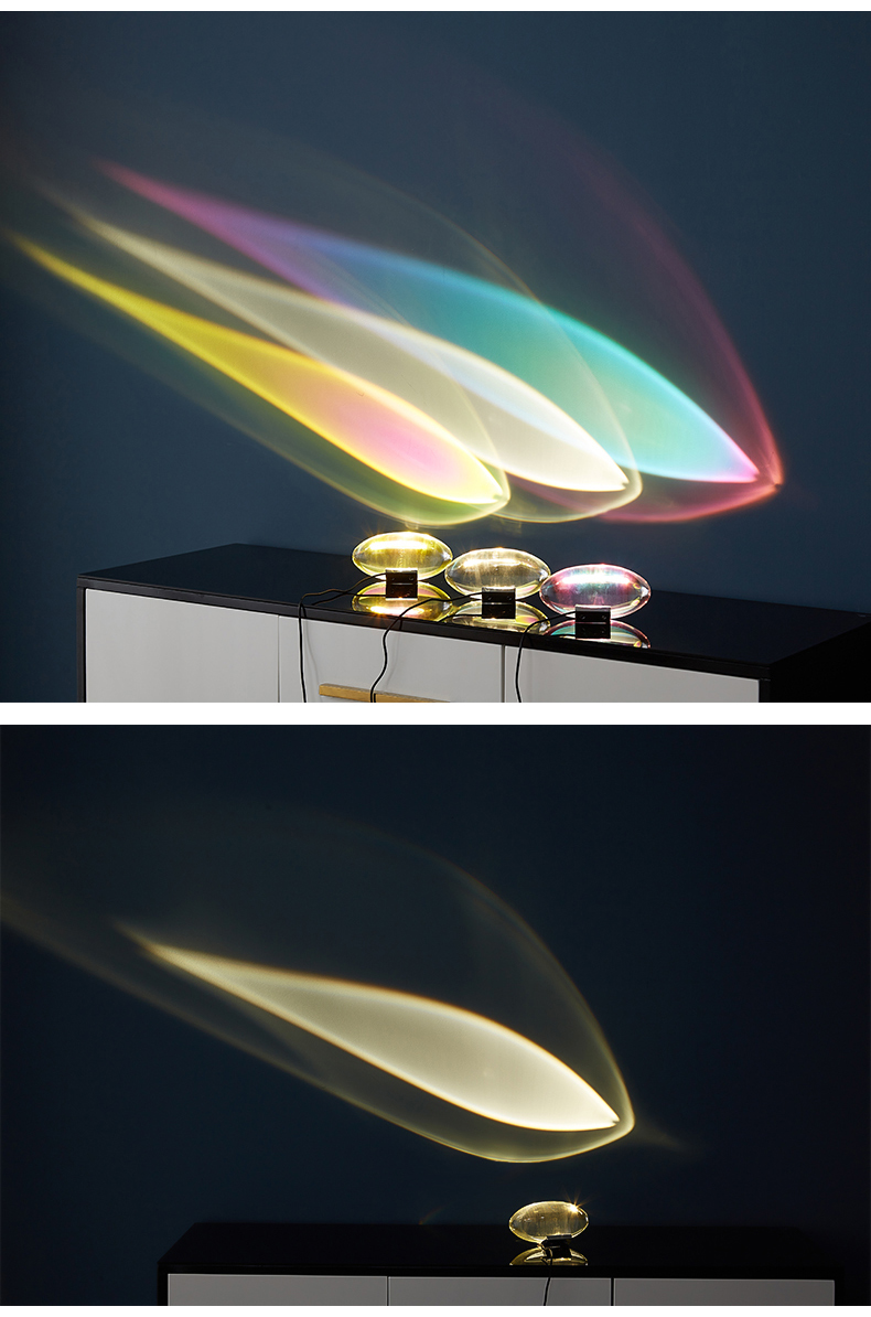 天使之眼创意卧室床头客厅小夜灯氛围投影灯网红日落灯水晶台灯 暖光 