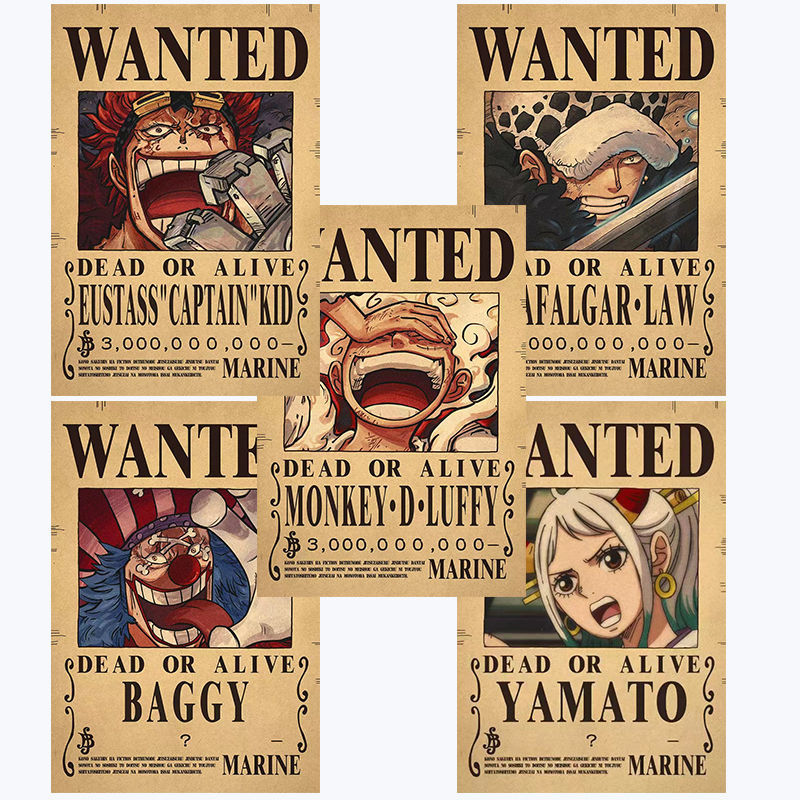 海贼王悬赏令通缉令海报路飞15亿复古牛皮纸宿舍寝室装饰墙贴纸 大妈