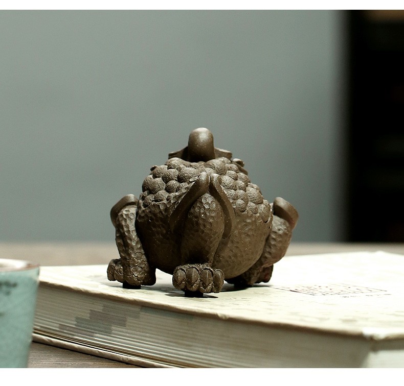 篱沐居宜兴紫砂金蟾名家陈洪军三足飞天蟾茶宠可养个性创意茶道茶盘