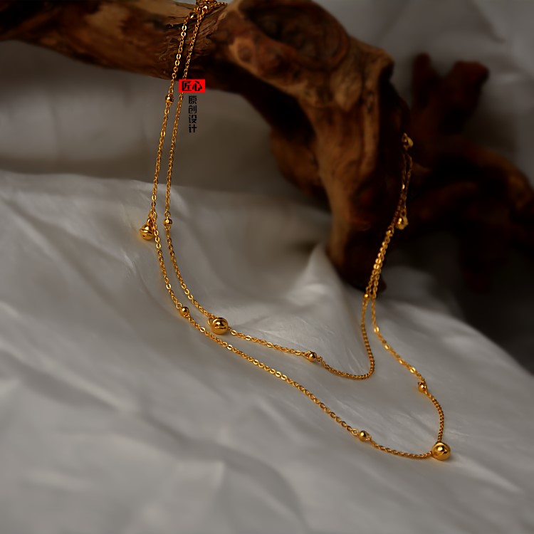 洛河高端定制金腰链全金999足金身体链光身性感腰链女金铃铛七夕情人