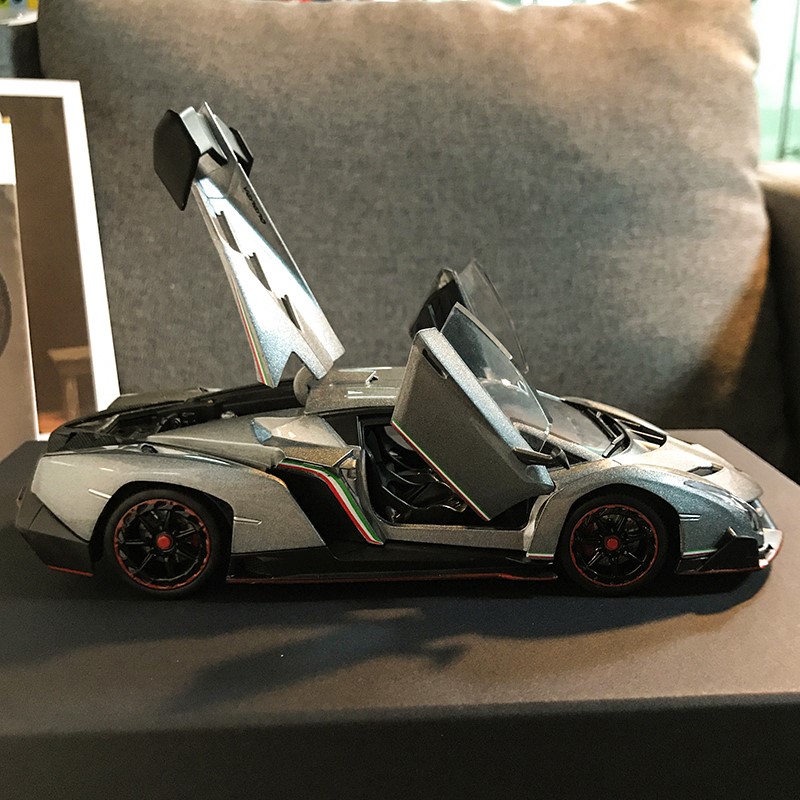 模型摆件汽车七夕情人节礼物送男友兰博基尼veneno银色音响礼盒套餐