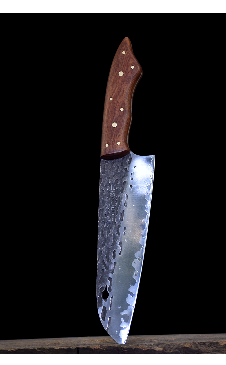 切肉刀锋利耐用厨师刀具中式切片刀送礼自用夹钢四件套4件套带刀架