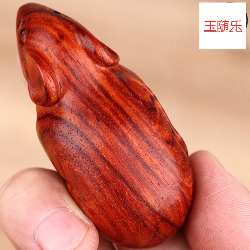 玉随乐老鼠手把件印度小叶紫檀木文玩手玩把件把玩物件男士随身把玩