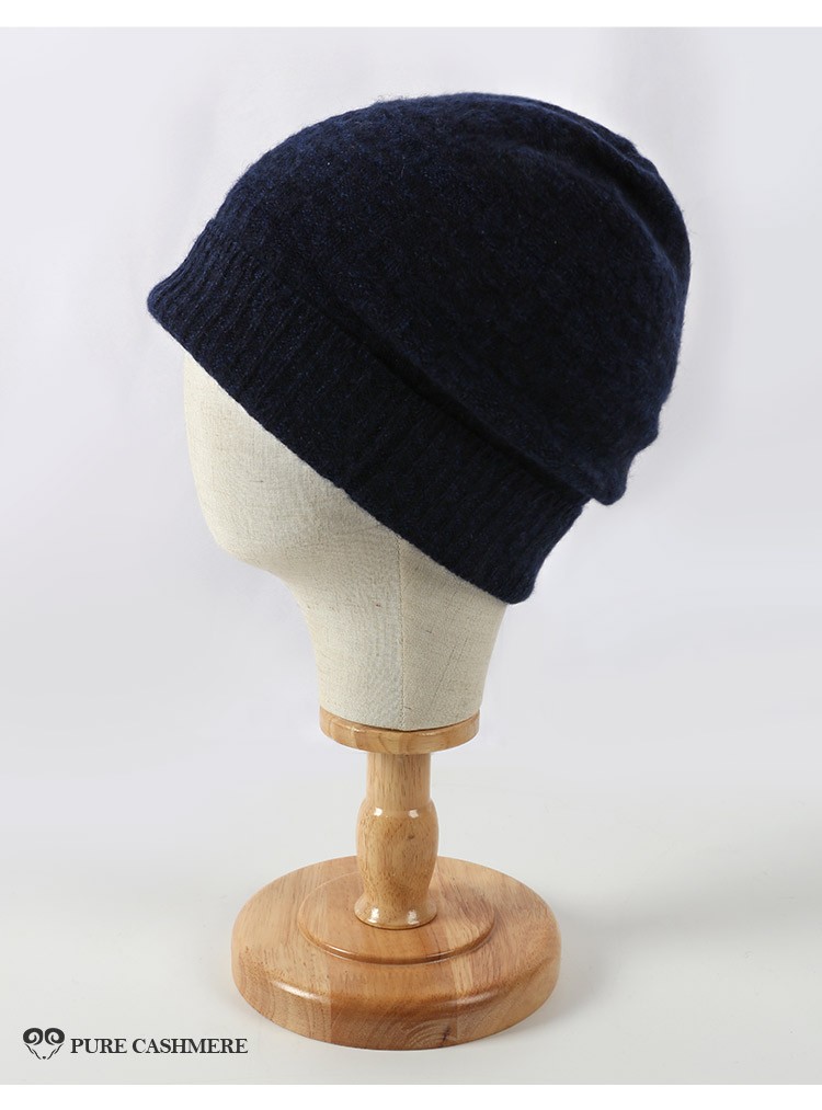 6060内蒙古鄂尔多斯市产客供意单100羊绒针织帽子格纹男士秋冬天