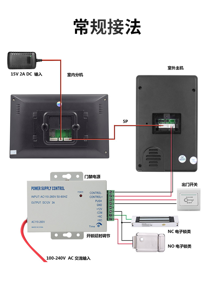 ouio華為huawei通用可視對講門鈴家用監控有線7吋高清視頻別墅智能