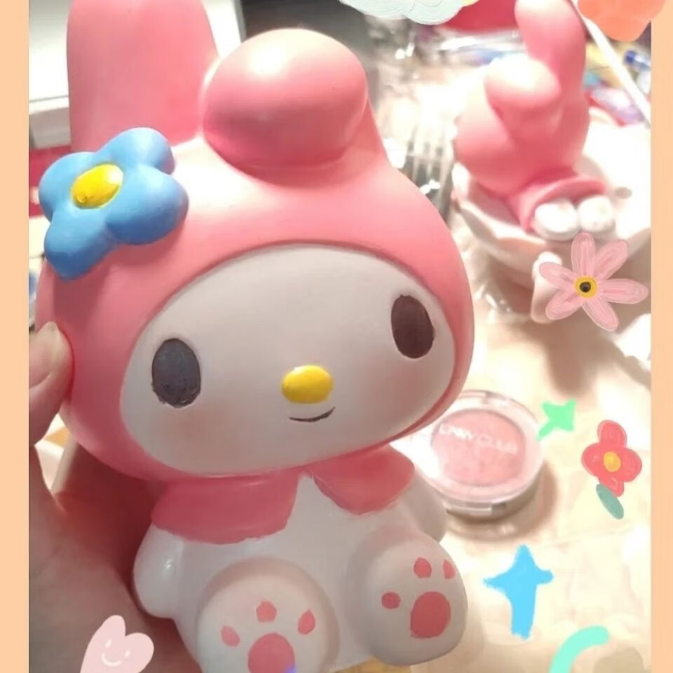 旗舰同款手工制作涂色diy美乐蒂石膏娃娃白胚创意搪胶款摔不坏存钱罐