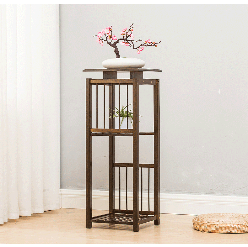 悠阳 花架置物架花盆架客厅落地式吊兰架仿古花几花台中式盆栽架子