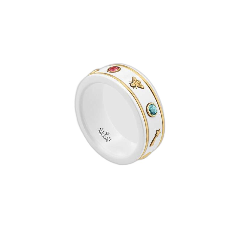 gucci古驰icon系列男女情侣同款戒指宝石镶嵌互扣式双g图案肖战同款