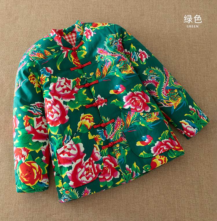东北大花袄女花棉袄冬季男加厚保暖棉大花布棉服外穿复古时尚喜庆套装