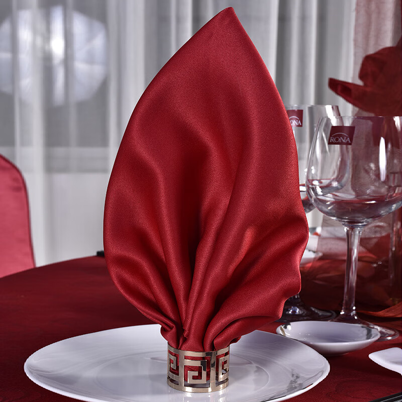 玄琰 酒店口布 宴会装饰纯色涤纶提花口布 餐垫绣花