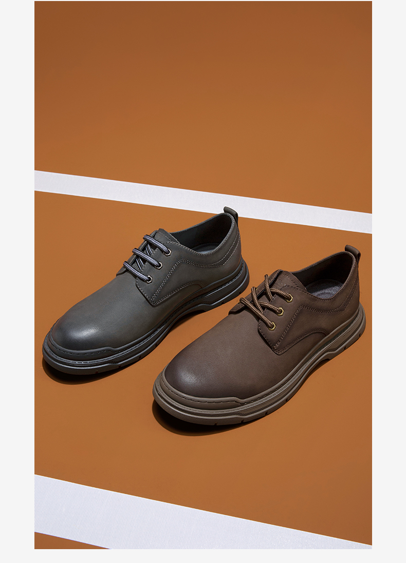 tata他她2022秋商场同款男鞋厚底低帮工装鞋系带休闲男士皮鞋新款2262