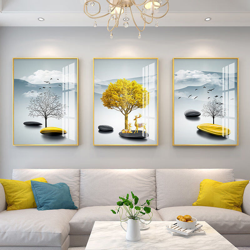 精品装饰字画壁画客厅装饰画三联画简约现代北欧沙发背景墙挂画卧室