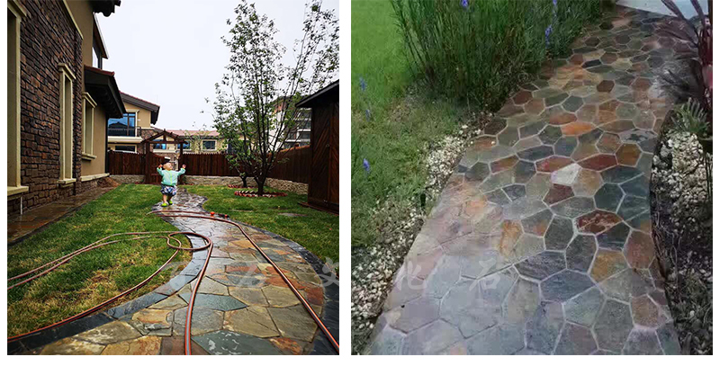 (定制)天然青石板冰裂纹庭院地砖网贴不规则墙砖广场院子户外滑地面砖