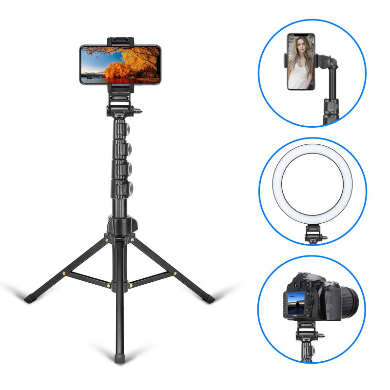 跨境电商加长补光自拍杆手机直播支架三脚架 黑色 默认1