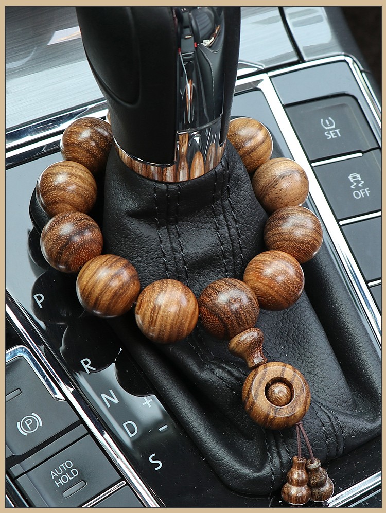 汽车档位珠黑檀木自动挡男士档把佛珠车内挂件网红保平安 20mm12颗