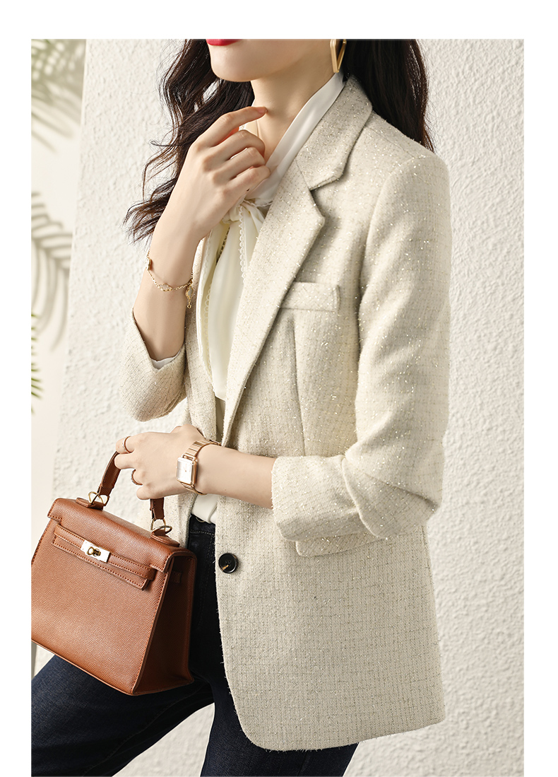 怡情姿轻熟风杏色小西装小香风名媛西装外套女2021年秋季新款高级感