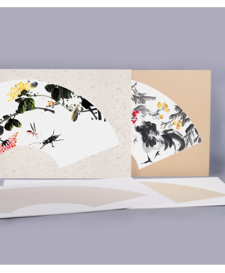 轩奕文具 宣纸国画卡纸扇形长方形镜片纸毛笔书法用纸加厚国画纸空白