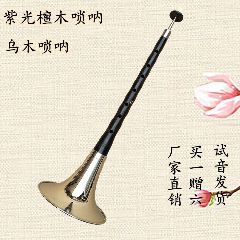 乌木红木唢呐乐器全套初学者入门红白喜事d降b调海笛小号喇叭红花梨木