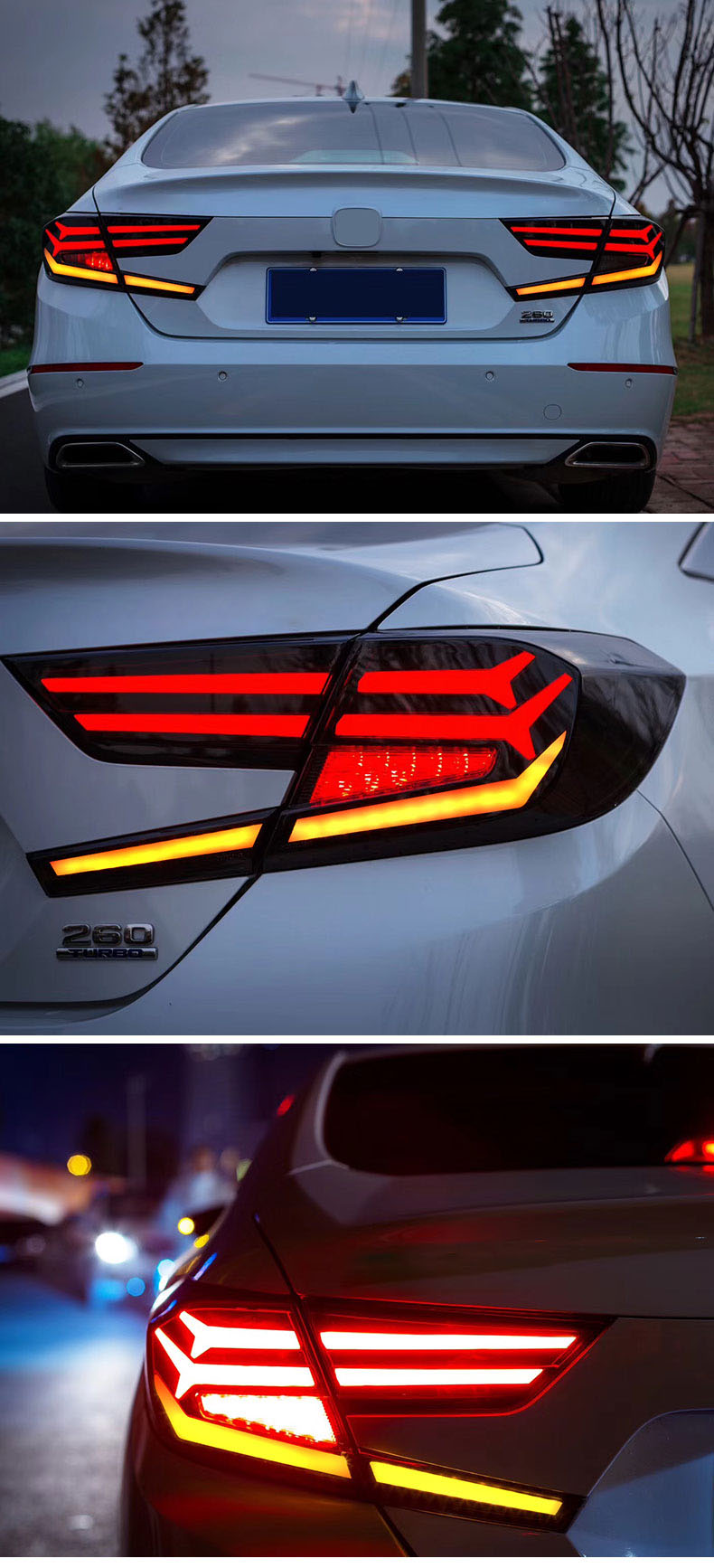 适用于十代雅阁改装贯穿式尾灯总成led流水转向行车刹车灯尾箱灯 十代